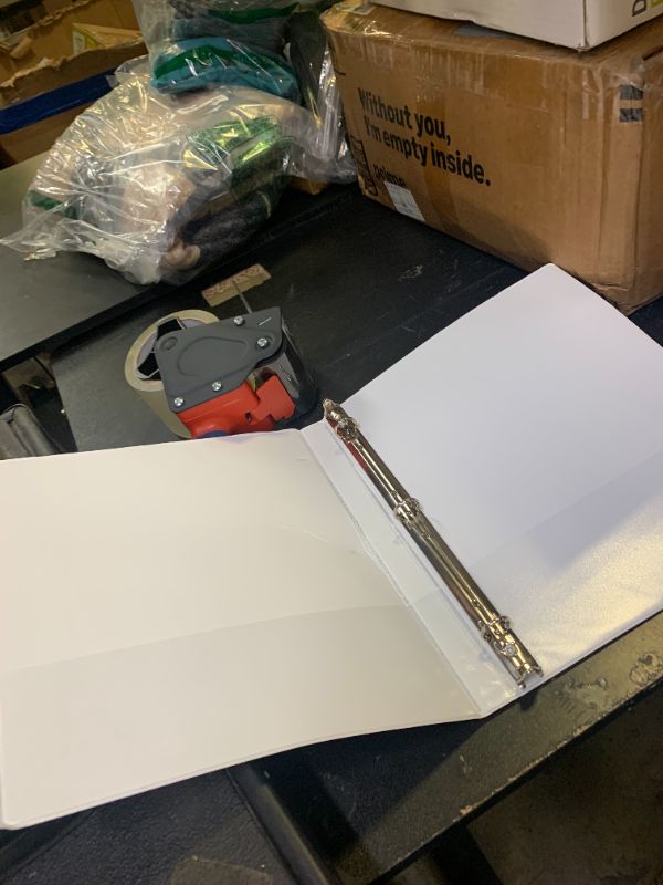 View 2 of 12 Avery Economy Vinyl Round Ring View 3-Ring Binders, 1/2 Capacity, White, EA - AVE05706