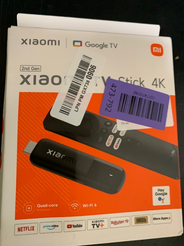 Photo 1 of Xiaomi TV Stick 4K (2nd Gen) Streaming Media Player Device Google TV Cast Dolby Vision HDR10+ Atmos Dual Band Wi-Fi 6 with 360° Bluetooth Voice Remote Control