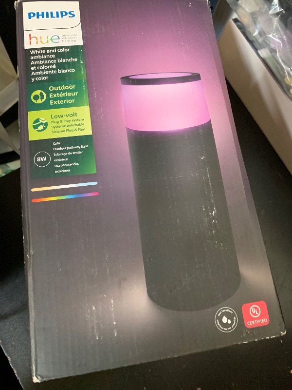 Photo 1 of **MISSING CHARGER** Philips Hue Calla Outdoor Smart Pathway Light, 1 Pack, White & Color Ambiance Walkway LED Lights, Weatherproof Low Voltage Lighting, Requires Bridge and Power Supply, Control with App and Voice