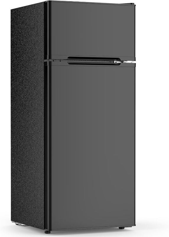 Photo 1 of 4.5 Cu.Ft Dorm Fridge With Freezer, 2-Door Compact Refrigerator With 2 Removable Shelves, 3 Level Adjustable Thermostat, Commercial Office Fridge for Bedroom, Kitchen, Apartment, Dorm, Black