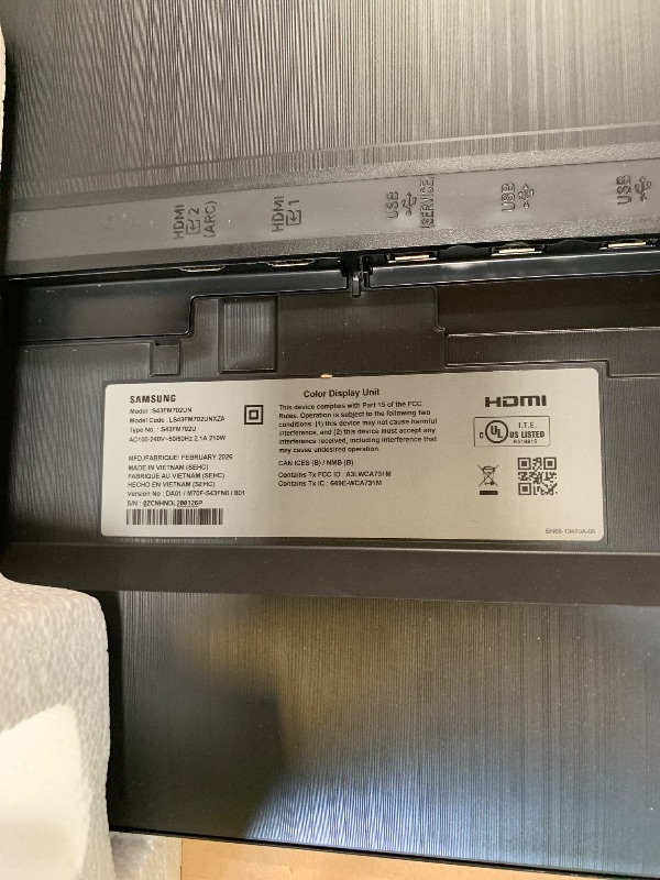 Photo 1 of Samsung 43” Smart Monitor M7 (M70F) 4K UHD Display, Samsung Vision AI, Smart TV Apps, Gaming Hub, USB-C, HDMI and USB-A, Black, LS43FM702UNXZA, 2025