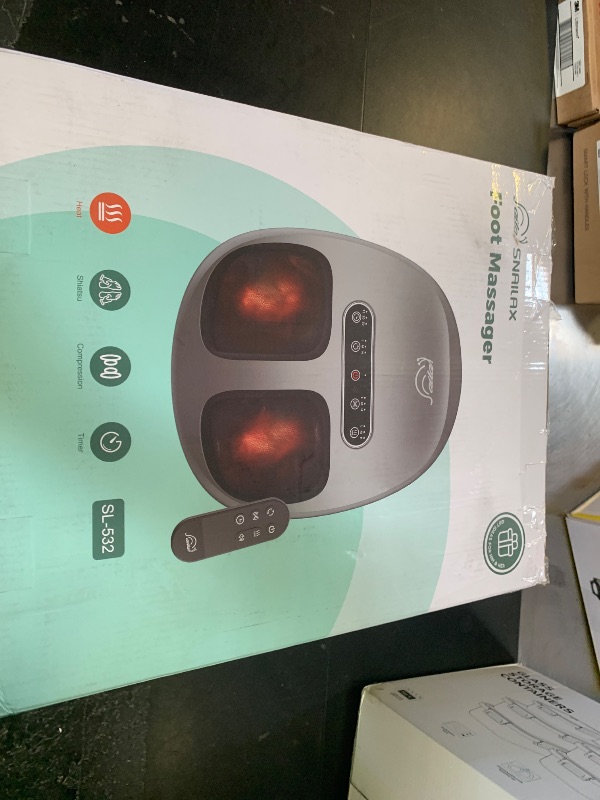 View 3 of Snailax Foot Massager with Heat and Compression, Shiatsu Foot Massager for Neuropathy and Plantar Fasciitis, Deep Kneading, Rolling, Remote Control, Fits up to Size 14