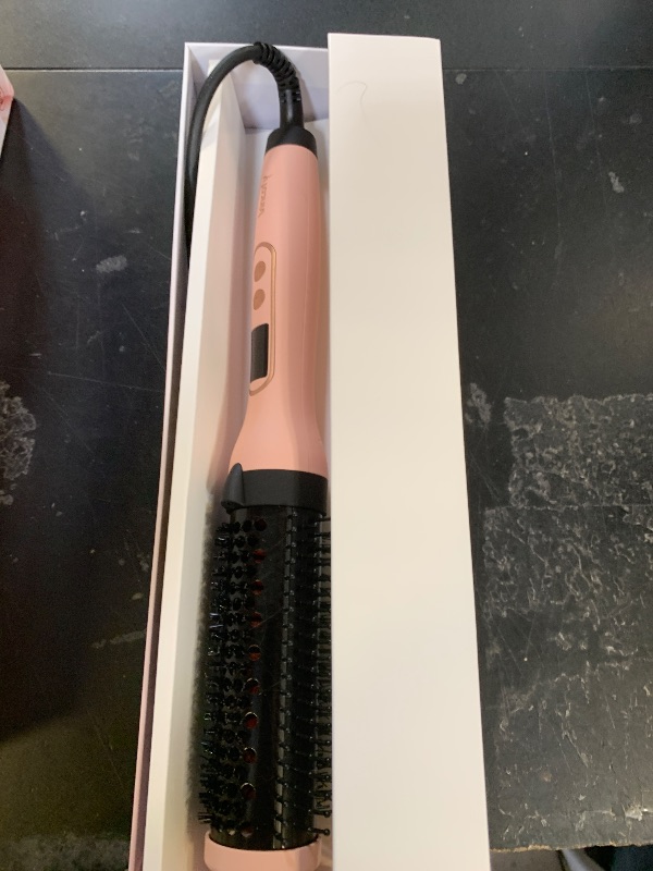 Photo 1 of Infrared Thermal Brush, Dual Voltage Negative Ions Heated Round Brush, 1 1/2 Inch Straightener & Curling Iron Brush 2 in 1, Dual PTC Non-Blowing Thermal Round for Wome, Pink