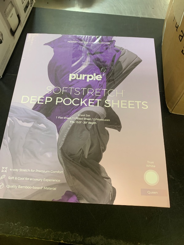 Photo 1 of Purple Deep Pocket SoftStretch Sheets, Queen Size, Rayon Blend, Moisture-Wicking, True White, Fits Other Mattresses, Adaptive Support1077482367
LPNPMGP0481753