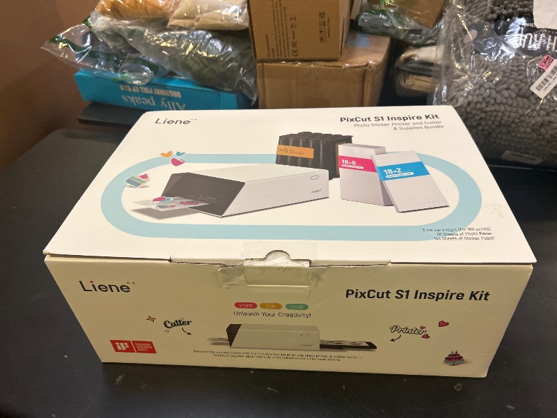 Photo 1 of Liene PixCut S1 Inspire Kit - All-in-One Color Sticker Printer & Cutting Machine, Thermal Dye-Sublimation Photo Printer, 300 DPI, Color Label Maker with 180 Sheets (36 Photo + 144 Sticker Paper)