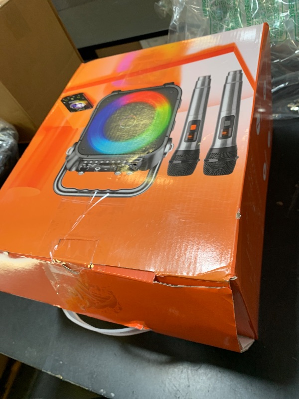 Photo 1 of Karaoke Machine, Portable Bluetooth Speaker with 2 Wireless Microphones for Adults & Kids with Lights, Karaoke Microphone with PA System Supports USB/TF/REC/FM/AUX for Home Party Home System Packages