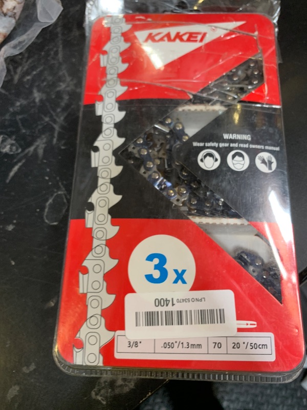 View 2 of KAKEI 20 Inch Chainsaw Chain 3/8" Pitch .050" Gauge 70 Drive Links- 72LPX70CQ Fits Echo CS-590 TIMBER WOLF/CS-4400, Poulan, McCulloch and More (3 Chains) - Full Chisel