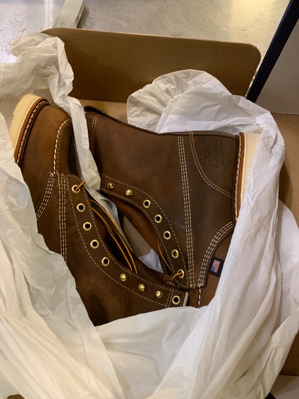 Photo 1 of Thorogood American Heritage 8” Moc Toe Work Boots for Men Made with Full-Grain Leather, Soft Toe, Slip-Resistant Wedge Outsole and Comfort Footbed; EH Rated, Trail Crazy Horse - 8 D US
