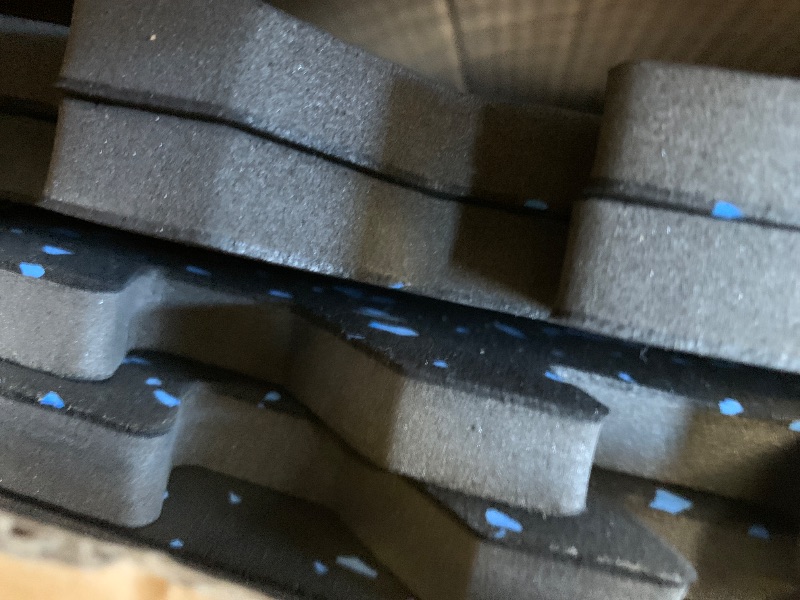 Photo 1 of SUPERJARE 0.56'' Thick 6 Pcs 24 Sq Ft Rubber Top Exercise Equipment Mats, High Density EVA Foam Mats with Rubber Top, Interlocking Gym Flooring for Home Gym, Protective Workout Mat, Black/Blue