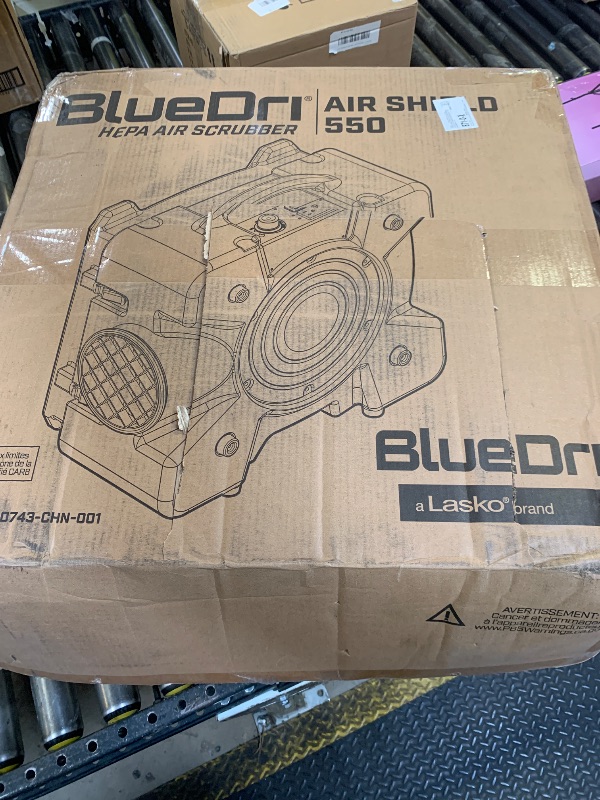 Photo 1 of BlueDri Air Shield 550 HEPA Air Scrubber, Water Damage Restoration Equipment Air Purifier, Covers 1400 Sq. Ft, Daisy Chain Capable, For Commercial Use, Blue, BD-AS-550