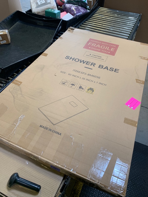 Photo 1 of WOODBRIDGE 60" x 32" Solid Surface Shower Base in White with Right Drain,Single Threshold,Slip-Resistant Shower Pan for Alcove Installation