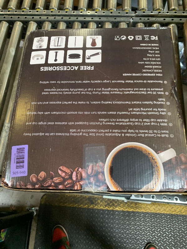 Photo 1 of Espresso Machine with Grinder, 20 Bar Stainless Steel Espresso Coffee Machine, 44 Grind Settings, 0.1s Precision Timer, PID Control, Milk Frother for Latte, Cappuccino, Americano & Cold Brew