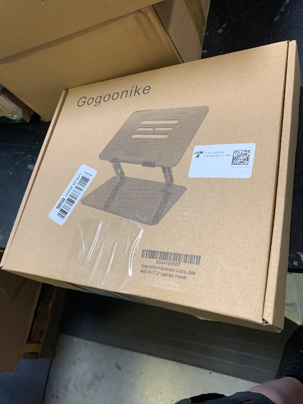Photo 1 of Gogoonike Adjustable Laptop Stand for Desk, Metal Foldable Laptop Riser Holder, Portable Desktop Book Stands, Ventilated Cooling Computer Notebook Stand Compatible with 10-15.6” Laptops