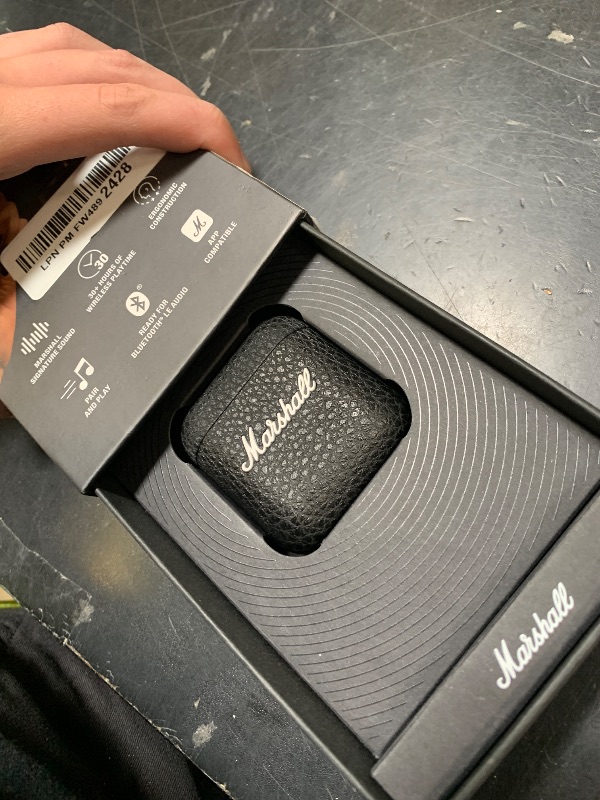 Photo 1 of Marshall Minor IV True Wireless Bluetooth Earbuds - 30+ Hr Playtime with Charging Case | Microphone for Calls | IPX4 Water-Resistant Design - Black