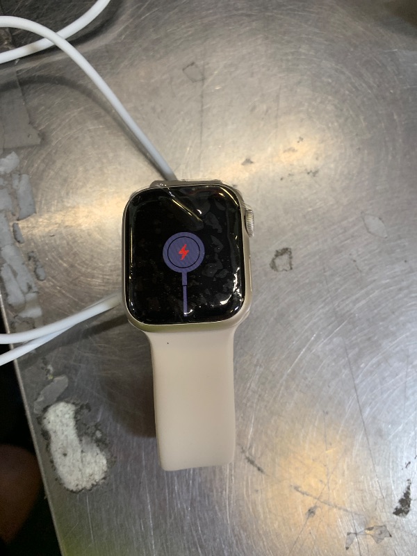 Photo 1 of Apple Watch Series 8 [GPS, 41mm] - Starlight Aluminum Case with Starlight Sport Band, S/M (Renewed)