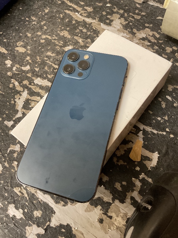 Photo 1 of Apple iPhone 12 Pro Max, 128GB, Pacific Blue - Fully Unlocked (Renewed)