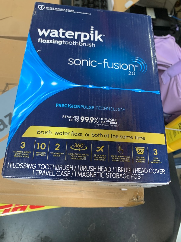 Photo 1 of Waterpik Sonic-Fusion 2.0 Professional Flossing Electric Toothbrush with Water Flosser Combo Two In One, For Daily Gum Care and Cleaning Teeth, Braces, Implants, Black SF-04CD012-4, Packaging May Vary