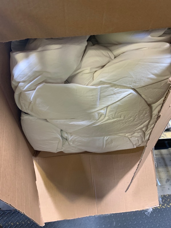Photo 1 of Hotel Luxury All Season Feather Down Comforter Oversized King, Silky Soft Egyptian Cotton Blend Cover, Fluffy Ethically Sourced Feather & Down Fibers Filled Duvet Insert with Ties, 120x98 Inch White