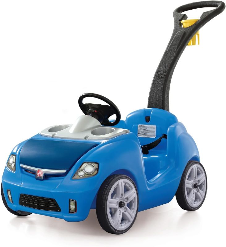 Photo 1 of Step2 Whisper Ride II Kids Push Car, Ride-On Car with Seat Belt and Horn, Quick Fold Handle, Stroller Alternative, Toddlers and Preschoolers Ages 18+ Months, Blue