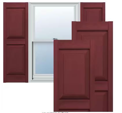 Photo 1 of 14-3/4 in. x 71 in. Lifetime Vinyl Standard 2 Equal Raised Panel Shutters Pair Wineberry

