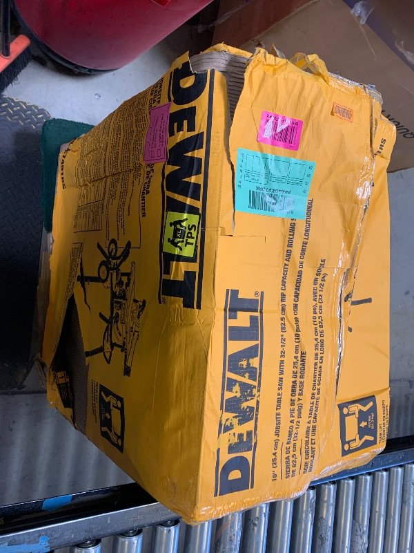 Photo 1 of DEWALT Table Saw 10 Inch with Foldable Rolling Table Saw Stand, 15 Amp, 4800 RPM, 32-1/2-Inch Rip Capacity (DWE7491RS)