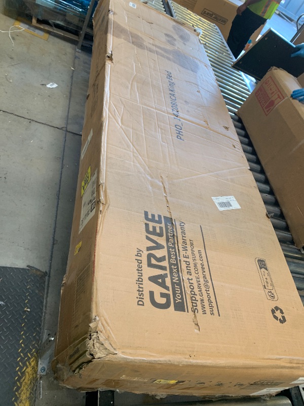 Photo 1 of GarveeHome King Size Velvet Bed Frame, 50.2 in Tall Headboard & Footboard, Upholstered Platform King Bed Frame with Nailhead Trim, No Box Spring Needed, Noise Free, Solid Wooden Slats, Beige