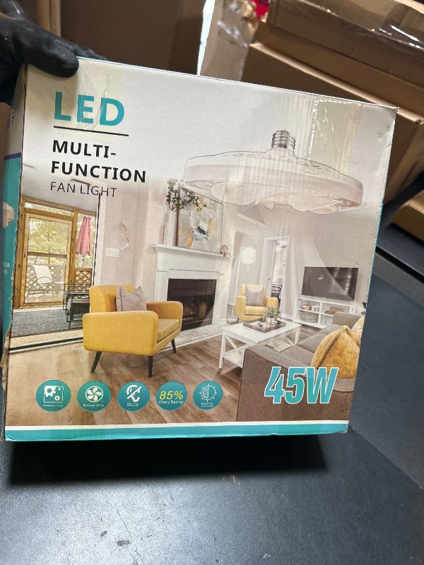 Photo 1 of Light Socket Fan with Remote 12”, Screw in Socket Fan Light with Dimmable Brightness and Color Temp, Socket Modern Flush Mount Low Profile Ceiling Fan for Bedroom, Small Living Room, Kitchen