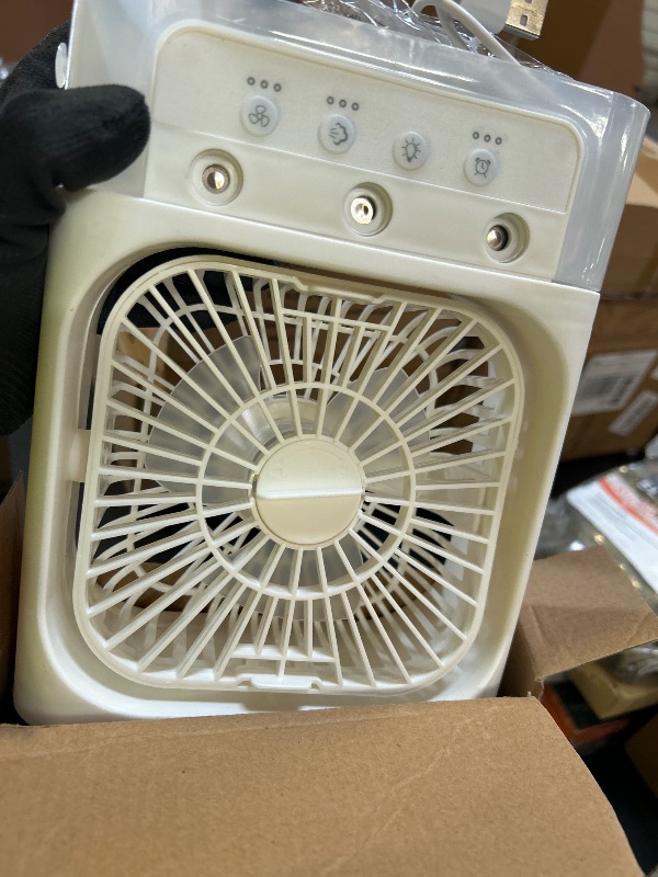 Photo 1 of Portable Air Conditioners, 2000mAh Rechargeable Mini Air Cooler Fans, 500ML Personal Portable AC Unit with 3 Speed, 2 Spray, 7 Color, 3 Timer, Small Desktop Cooling Fan for Bedroom Office (White)