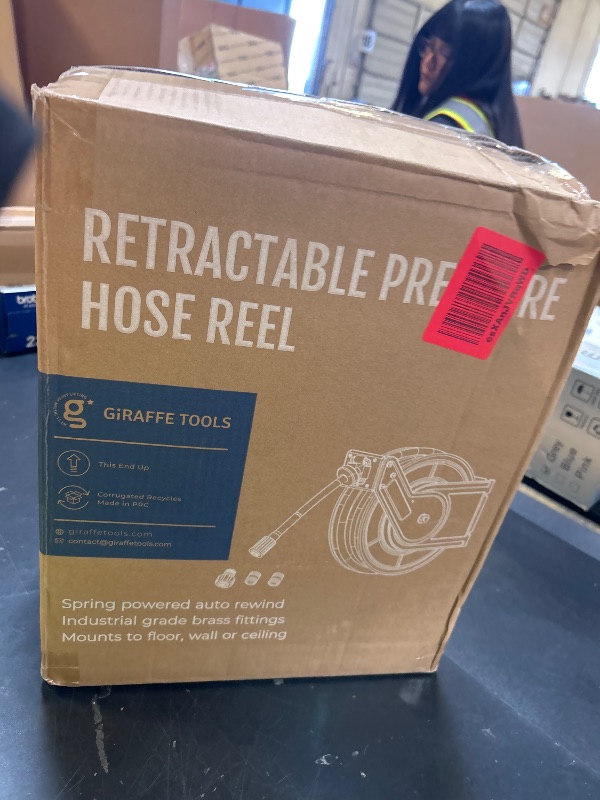 Photo 1 of Giraffe Tools Pressure Washer Hose Reel 65ft, Power Washer Hose Reel, Pressure Washer Retractable Hose Reel, Heavy Duty, Wall/Floor Mounted, 2600 PSI