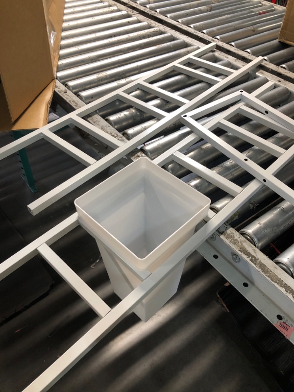 View 2 of ***MISSING PARTS*** Putros Flower Display Stand with 12 Buckets, Floral Cart with Wheels, White