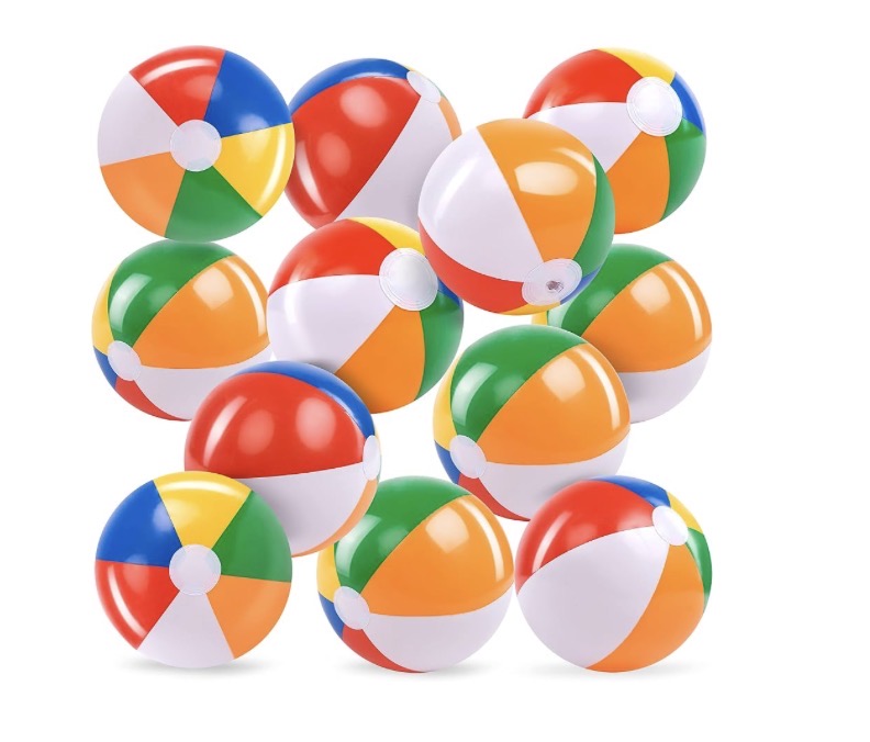 View 1 of ***STOCK IMAGE FOR REFERENCE***
** only comes with three or four **
JOYIN 12-Pack 12“ Beach Balls - Bulk Classic Beachball Inflatable Swimming Pool Toys for Games Adults Kids Birthday Party Supplies Combo Set, Rainbow Color Blow Up Luau Decorations Favors