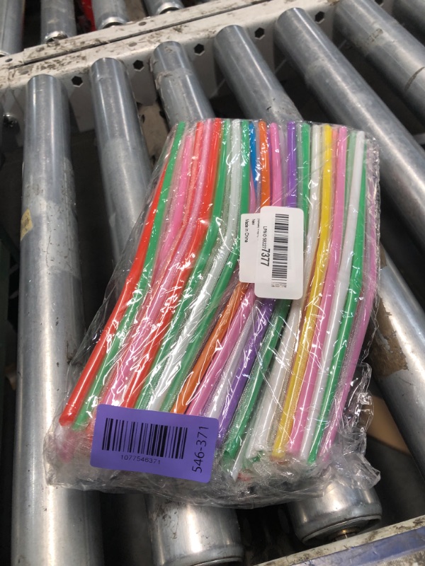 View 2 of [Individually Wrapped] 100 Pcs 10.2" Extra Long Colorful Disposable Plastic Straws - 0.23" Diameter Bulk Drinking Straws for Party Restaurant 32 Oz Cups Tumblers Coffee Juice