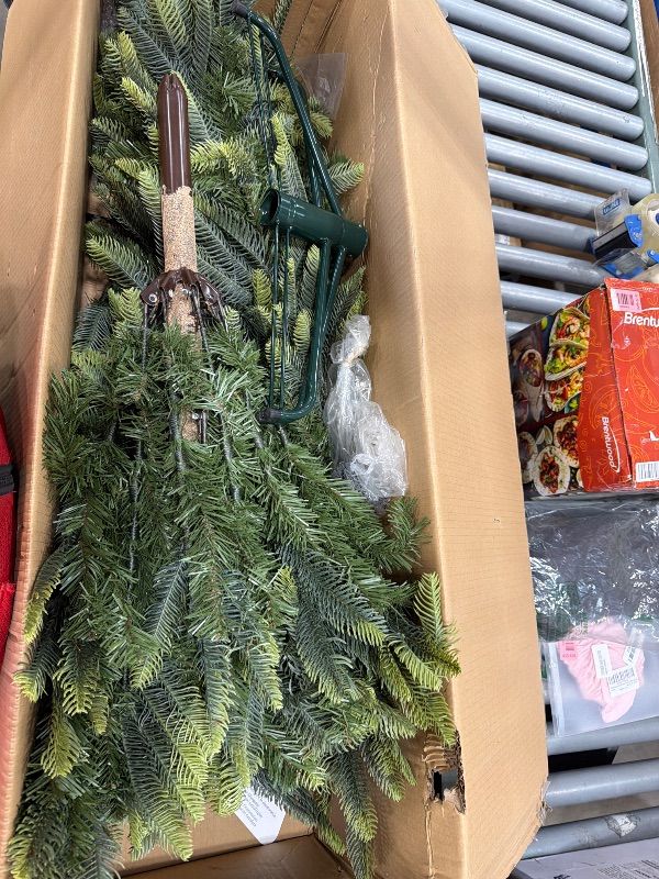 Photo 4 of ***STOCK PHOTO FOR REFERENCE ONLY***Puleo International 7.5ft Pre-Lit Slim Aspen Fir Artificial Christmas Tree, 1016 Realistic Dense Branch Tips, Easy Setup Artificial Trees with Sturdy Metal Stand