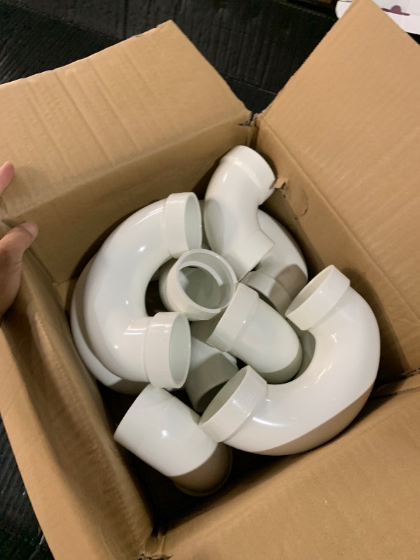 Photo 1 of (2" PVC P-Trap, 5 Pack) Asterbacks 2 inch PVC P-Trap With Solvent Weld Joint Schedule 40 White Pipe Fittings Connectors PPT-222(5 PCS)