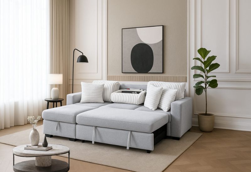 Photo 1 of ***PARTIAL SET - PRICE ADJUSTED***TRUCK/TRAILER PICKUP ONLY***STOCK PHOTO FOR REFERENCE ONLY***LIGHT GREY PULL OUT SOFA BED