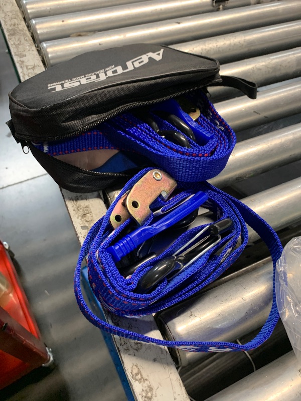 View 2 of ***STOCK PHOTO FOR REFERENCE ONLY***Cam Buckle Tie Down Straps 1.5 in x 8 ft 3000 lbs Limit 2Pk, Blue RUGOACE