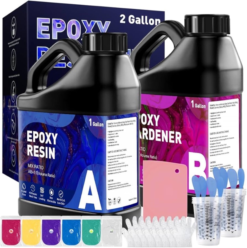 Photo 1 of ***FACTORY SEALED ***
GRLELOU Epoxy Resin Kit 2 Gallon - No Yellowing & Less Bubble 2 Part Epoxy Resin for Beginners, 1:1 Ratio Art Resin for Wood Casting, Jewelry Making, Art Crafting & Countertop Coating (1Gal×2