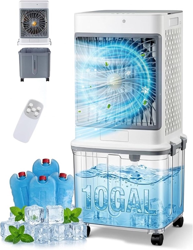 Photo 1 of ***FACTORY SEALED ***
Swamp Coolers Portable Air Conditioners, 10-Gallon Evaporative Air Cooler
Windowless AC Unit with 120° Oscillation, 3 Speeds & Detachable Tank, Cooling Fan That Blows Cold Air for Garages, Patios
