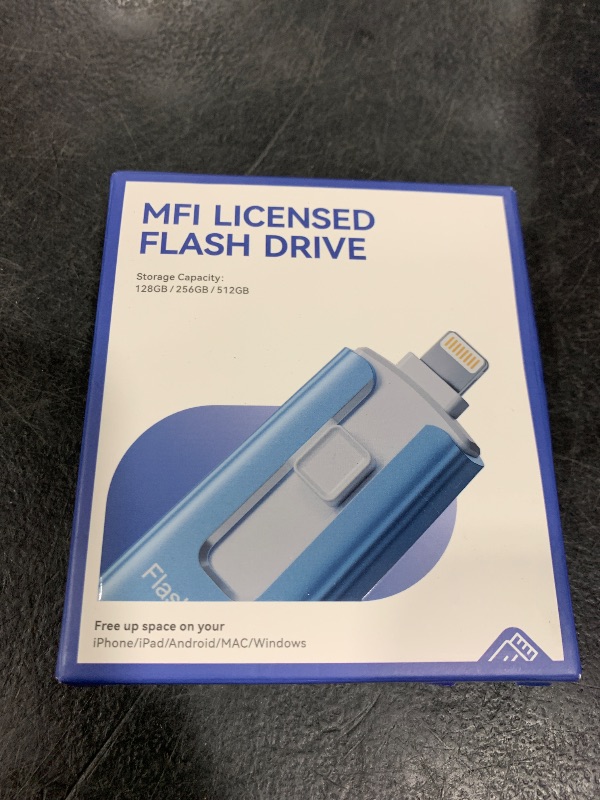 Photo 1 of 512GB Mini Dual Interface Flash Drive, Portable Memory Stick Compatible with iPhone 17/16/15/14/13/12/11, iPad, Android & PC, Easy to Save Photos, Videos & Files (Mist Blue)