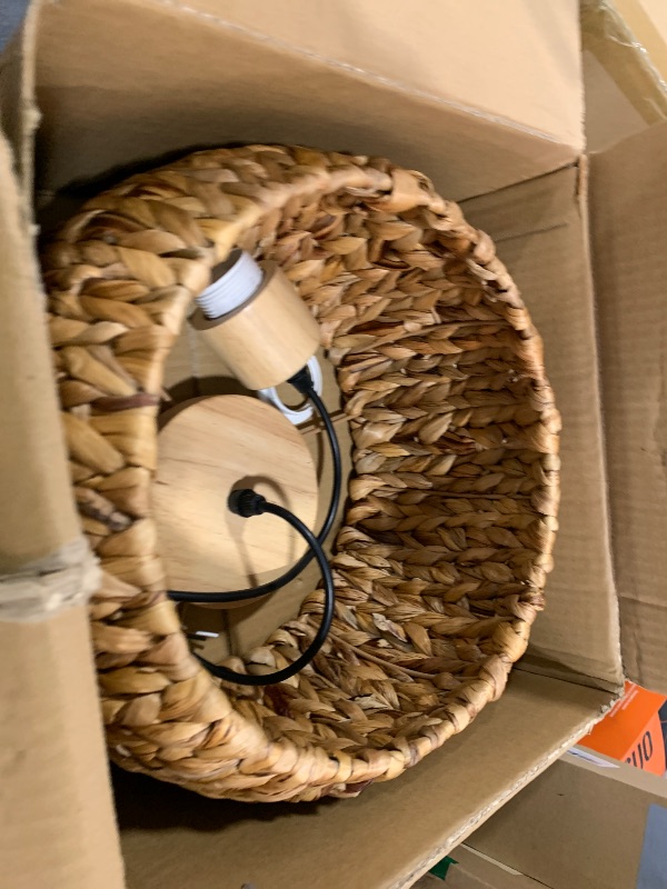 Photo 1 of Mgcanyu Hand-Woven Rattan Pendant Light, 11.8" Woven Shade