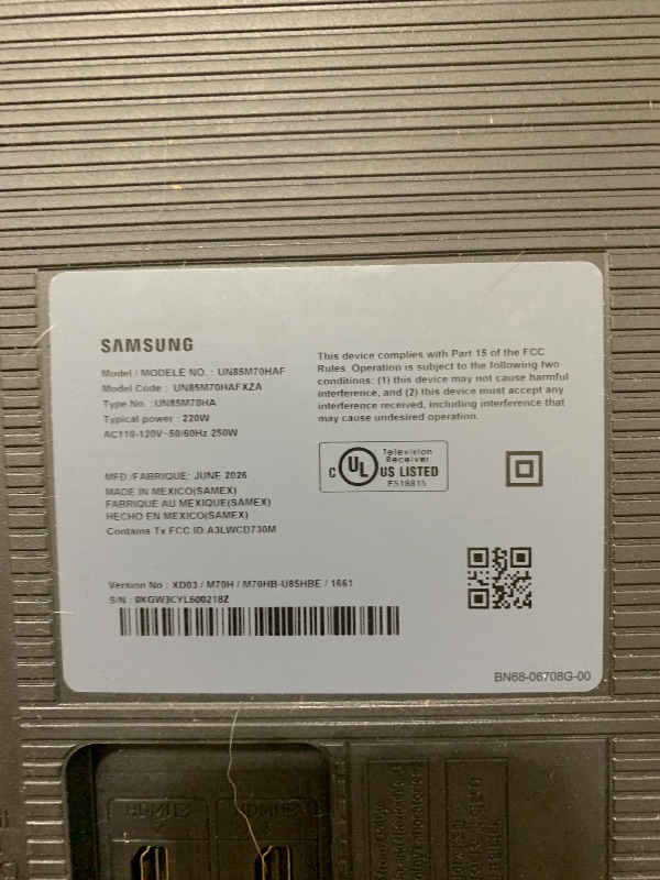 Photo 1 of FOR PARTS ONLY ********** Samsung 85-Inch Class M70H Series, Mini LED, 4K, Smart TV, 2026 Model