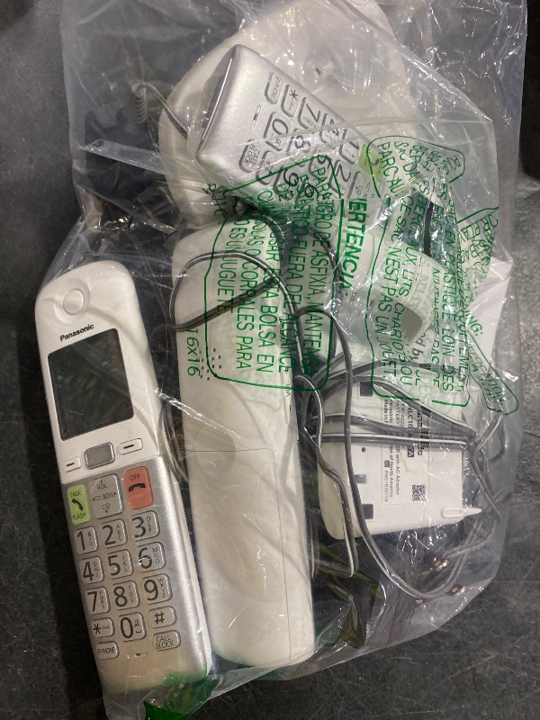 Photo 1 of Panasonic Cordless Phone, Easy to Use with Large Display & Big Buttons, Flashing Favorites Key, Flashlight, Call Block, Volume Boost, Talking Caller ID, House Phones, 3 Handsets - KX-TGU433W
