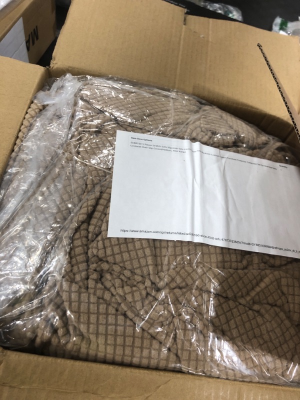 View 2 of SUBRTEX 5-Piece Stretch Sofa Slipcover Set (Medium, New Kahki)