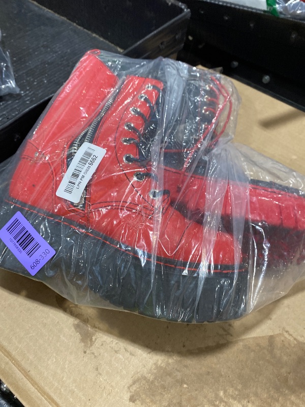Photo 1 of Dolls Kill Devil Games Mismatched Combat Boots - Red, 7