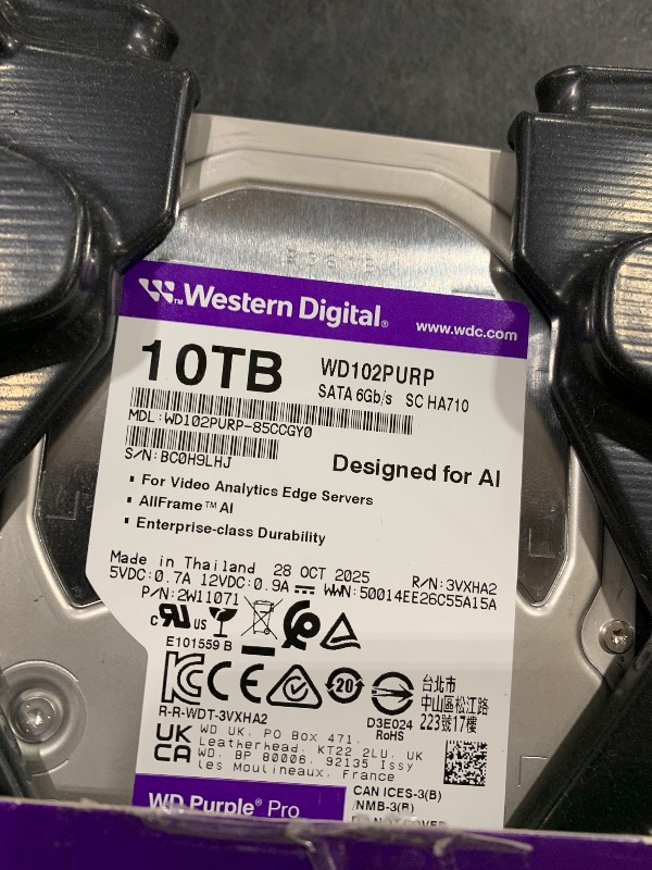 Photo 1 of Western Digital 10TB WD Purple Pro Surveillance Internal Hard Drive