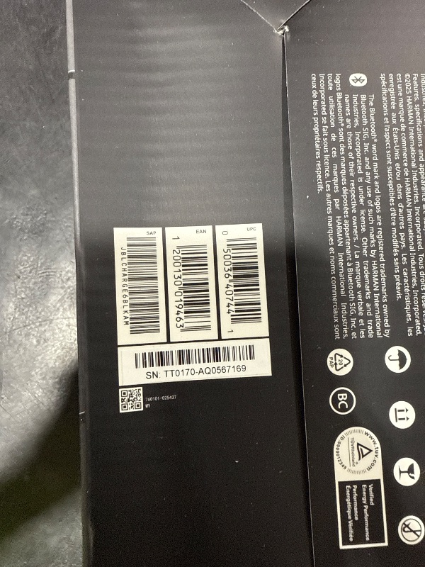 Photo 1 of JBL Charge 6 Portable Bluetooth Speaker, Black