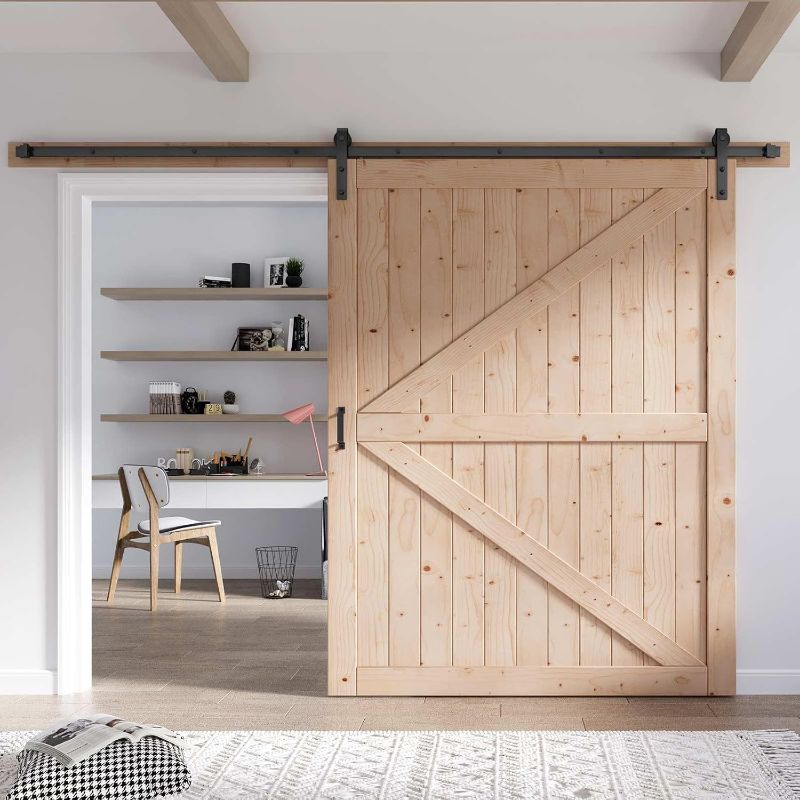 Photo 1 of FREDBECK Wood Barn Doors 60in x 84in with Hardware Kit Included, K Shape