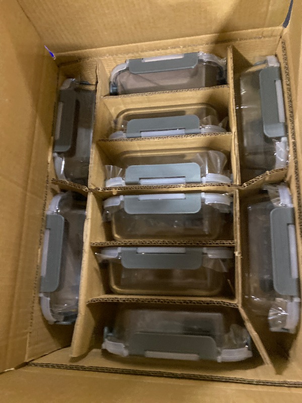 Photo 1 of M MCIRCO 10 Pack Glass Food Containers, 22 oz, Gray