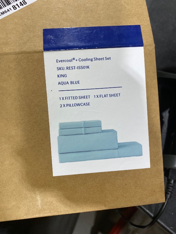Photo 1 of REST Evercool+ Cooling Sheet Set, King, Light Blue