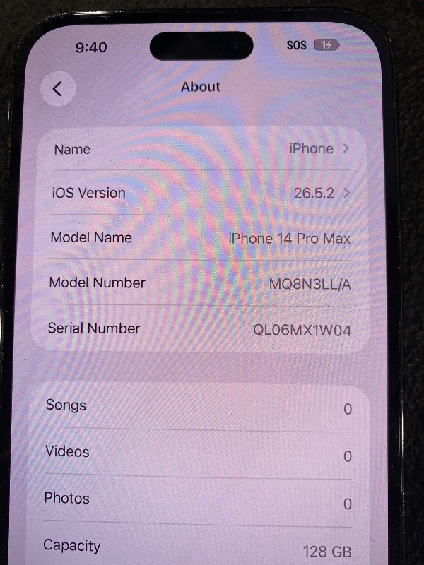 Photo 1 of Apple iPhone 14 Pro Max, 128GB, Space Black